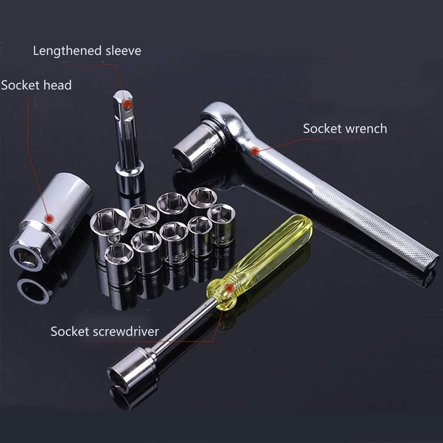 Peixiang Sturdy Tool Household Auto Repair Kit 40 Piece Sleeve Tool Manual Multi-Function Socket Wrench Safety