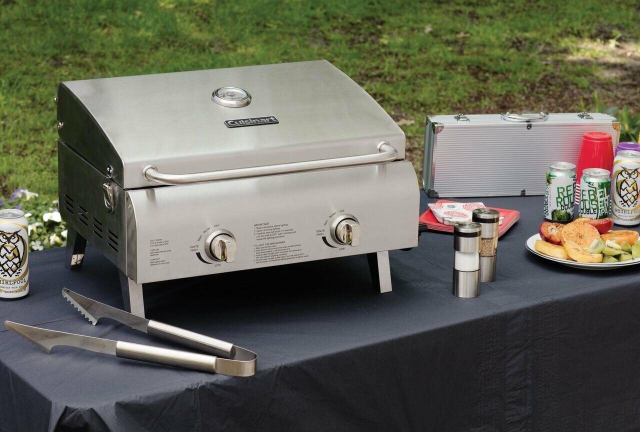 Table Top Grill 2 Burner 20K BTU Propane Outdoor CooCamping Grate