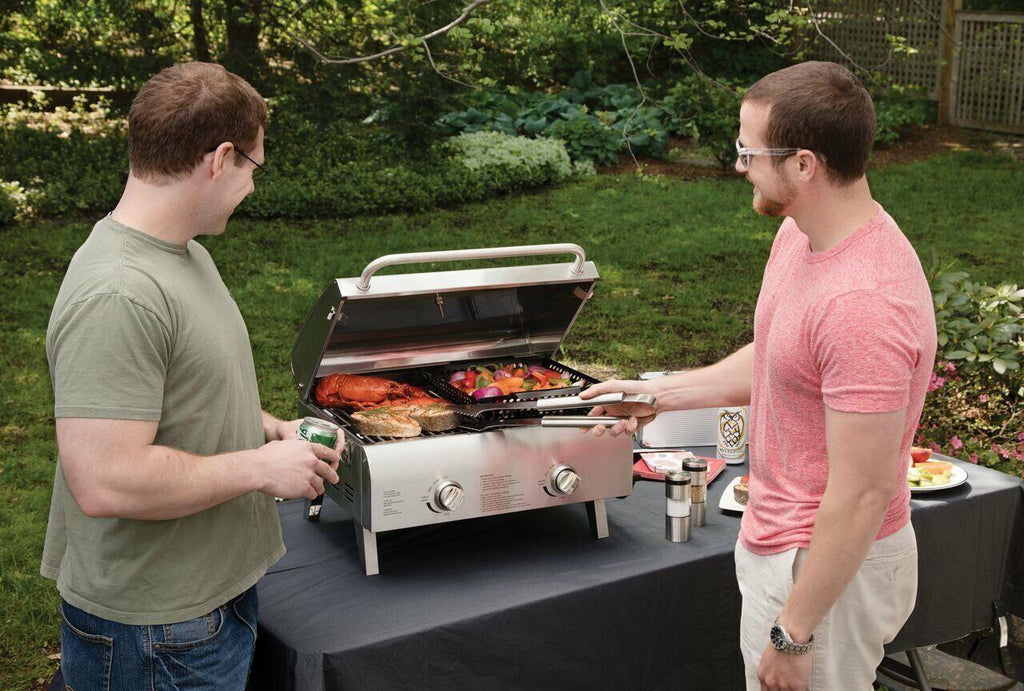 Table Top Grill 2 Burner 20K BTU Propane Outdoor CooCamping Grate