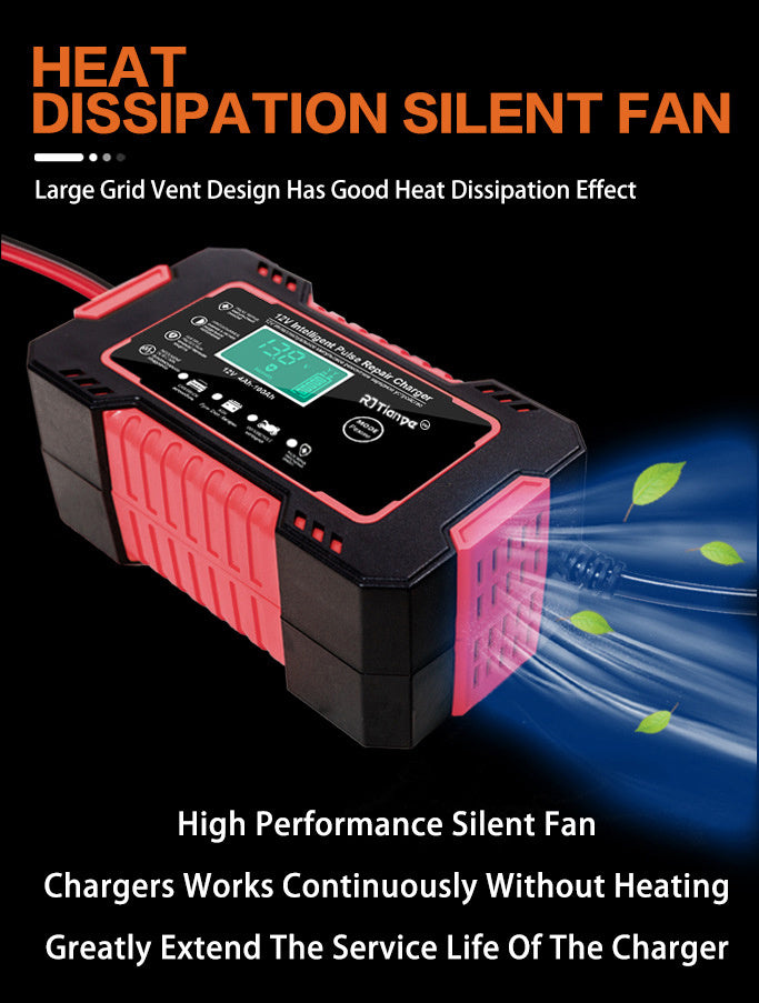 Car Battery Charger, 12V 4Ah-100Ah Smart Battery Trickle Charger Automotive Battery Maintainer Desulfator With Temperature Compensation