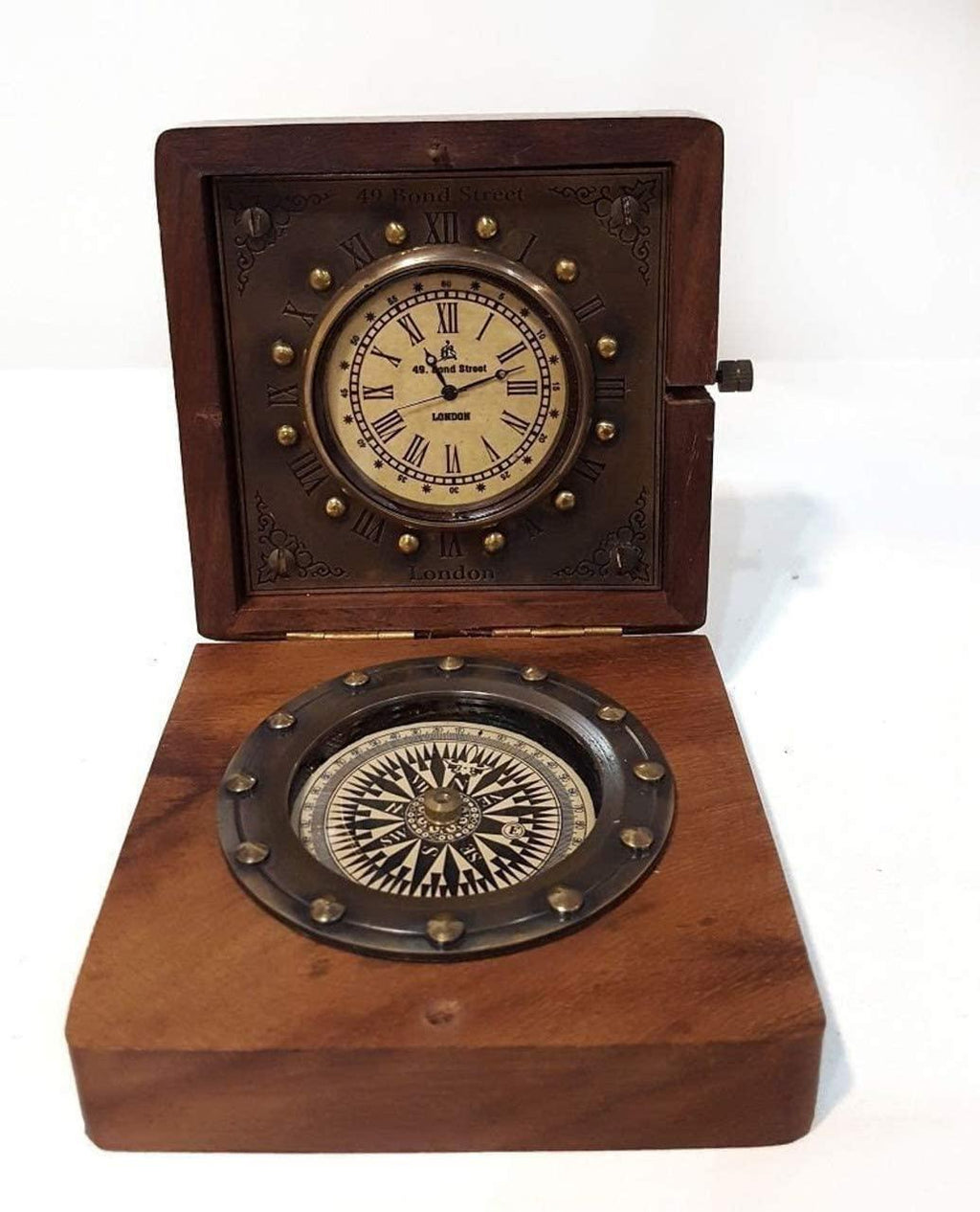 Antique Brass Compass in Wooden Box  Gift Item for Home Decor, Bedroom Outdoor Camping HiAntique Compass Navigation Tool by Unique Antique MART.