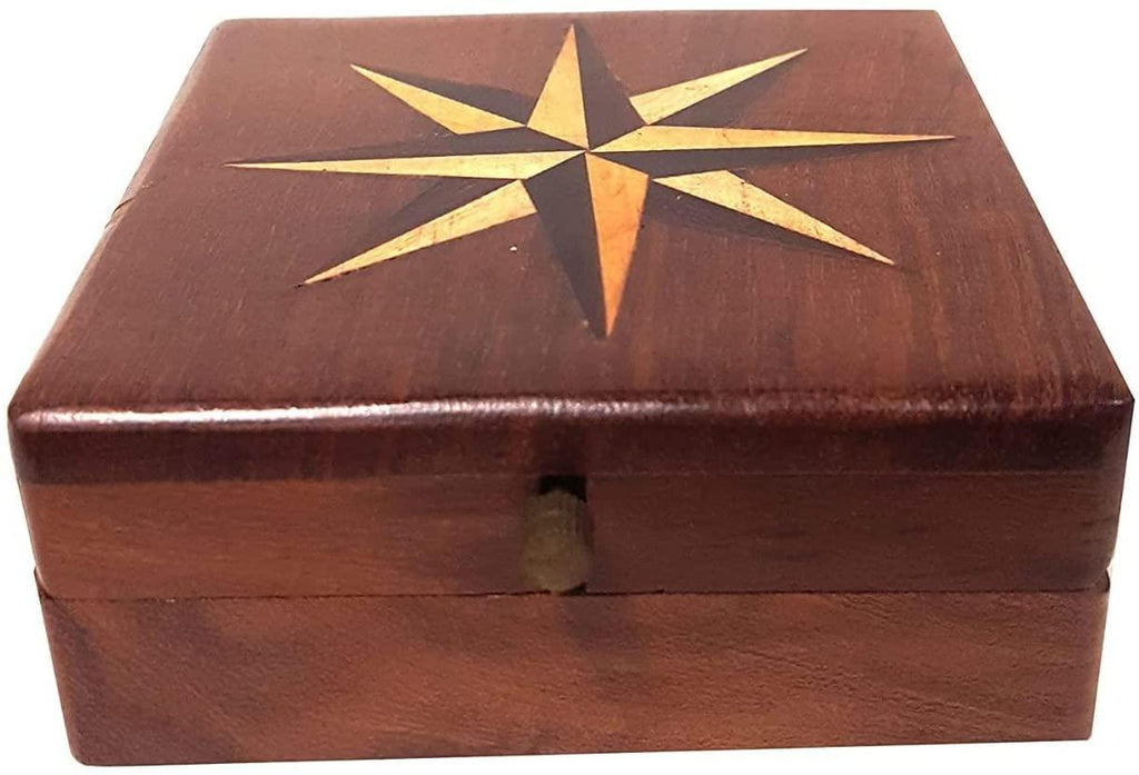 Antique Brass Compass in Wooden Box  Gift Item for Home Decor, Bedroom Outdoor Camping HiAntique Compass Navigation Tool by Unique Antique MART.