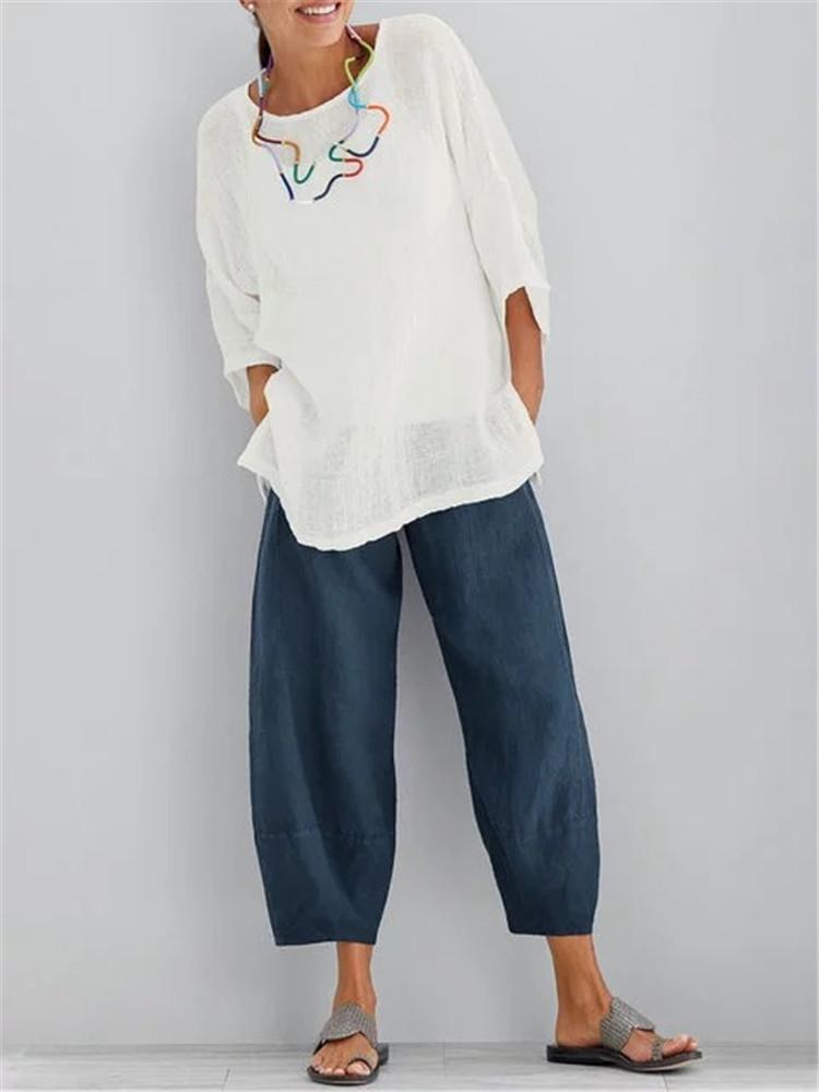 Solid color casual fashion nine points casual pants