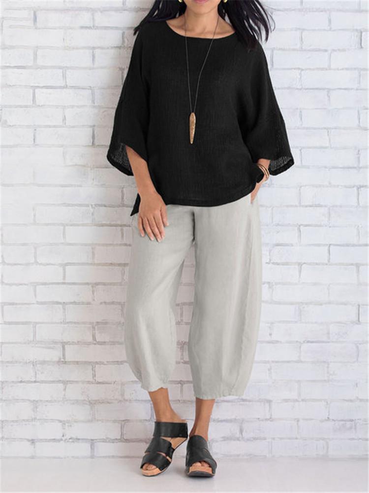 Solid color casual fashion nine points casual pants