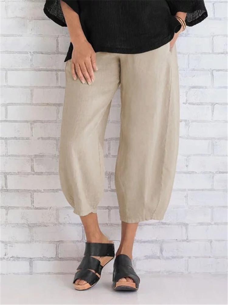 Solid color casual fashion nine points casual pants