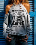 Womens Retro Motorcycle Riding Off Shoulder T-Shirt