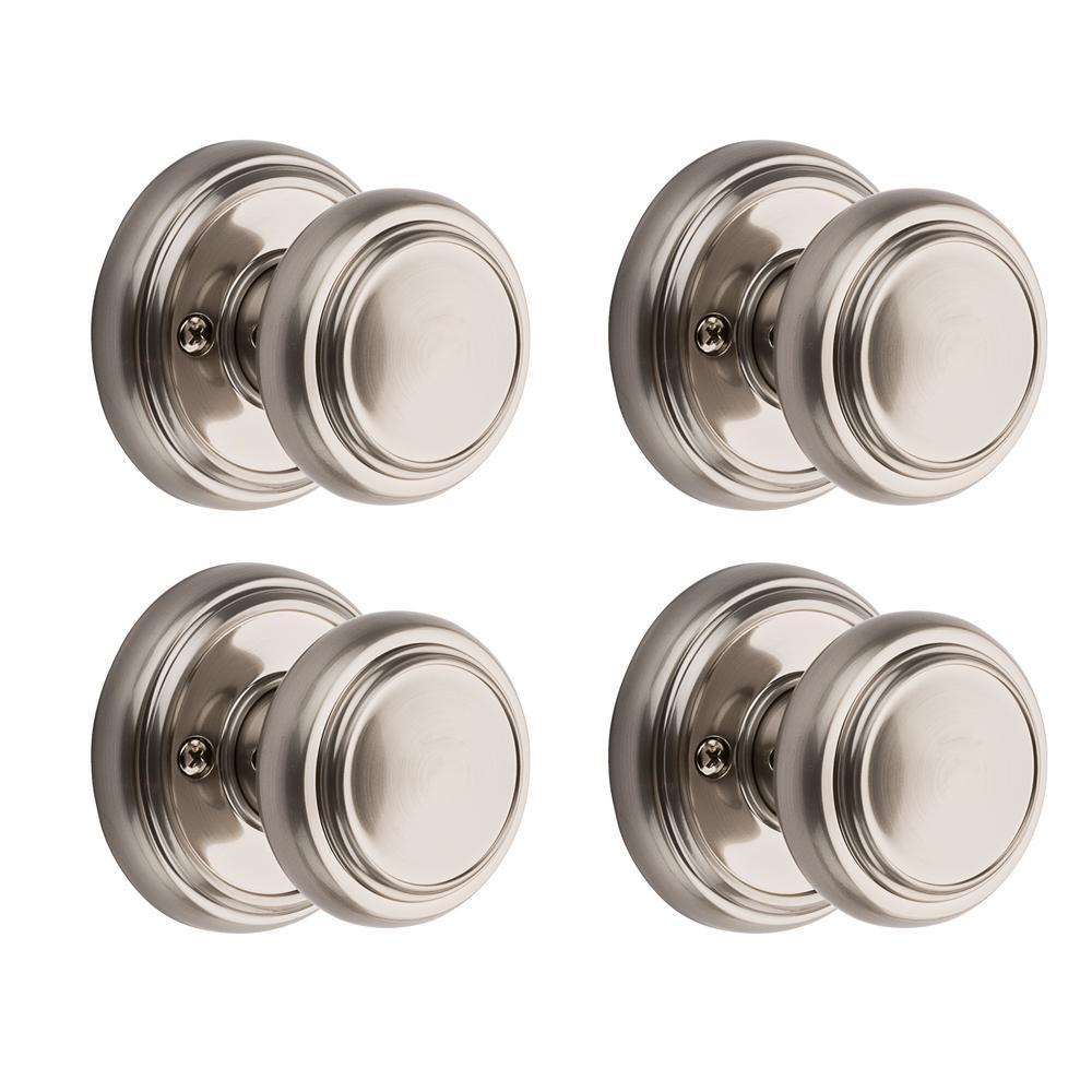 PrestiAlcott Satin Nickel Hall/Closet Door Knob (4-Pack)