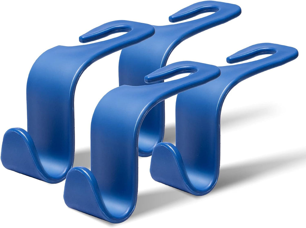 LivTee Car Seat Headrest Hook, Car Headrest Hidden Hook, 4 Pack Universal Auto Car Back Seat Hook Organizer for Purse Coat, Car Interior Accessories (Blue)
