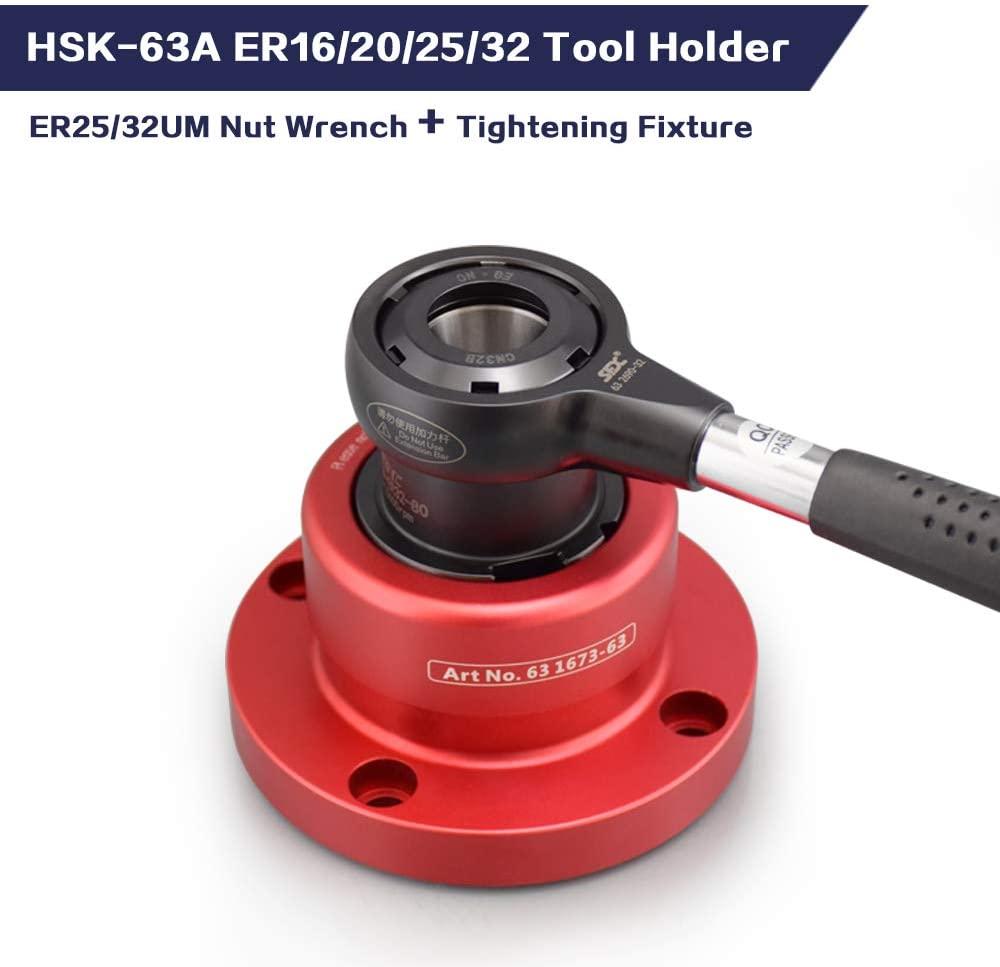 HSK63A-ER32-80 Tool Holder+ER32 Wrench+Tightening Fixture