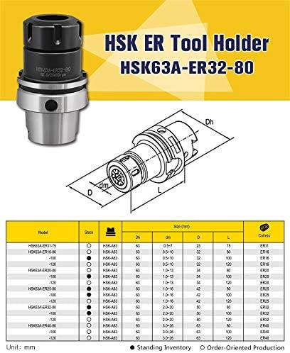 HSK63A-ER32-80 Tool Holder+ER32 Wrench+Tightening Fixture
