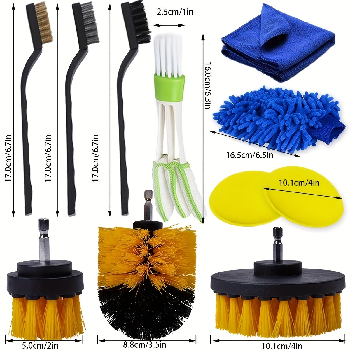 26Pcs Car Detailing Brush Set, Car Detailing Kit, Car Drill Brush/Wheel Brushes/Air Vent Brush/Buffing SponPads Kit/Washing Mitt/Cleaning Cloth