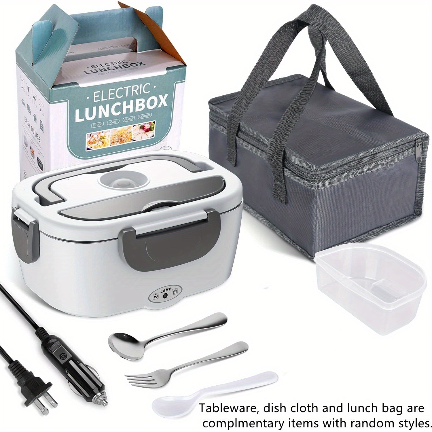 Electric Lunch Box Food Warmer Portable For Car &amp; Home - Leak Proof, Lunch Microwave For Truckers With  Steel Container 50.72 oz, 110V/12V/24V