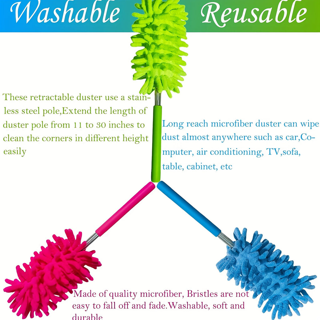 1Pc Microfiber Duster Brush, Extendable Hand Dust Cleaner Anti Dusting Brush Home Duster Air-condition Car Furniture Cleaning Brush Cleaning Tool