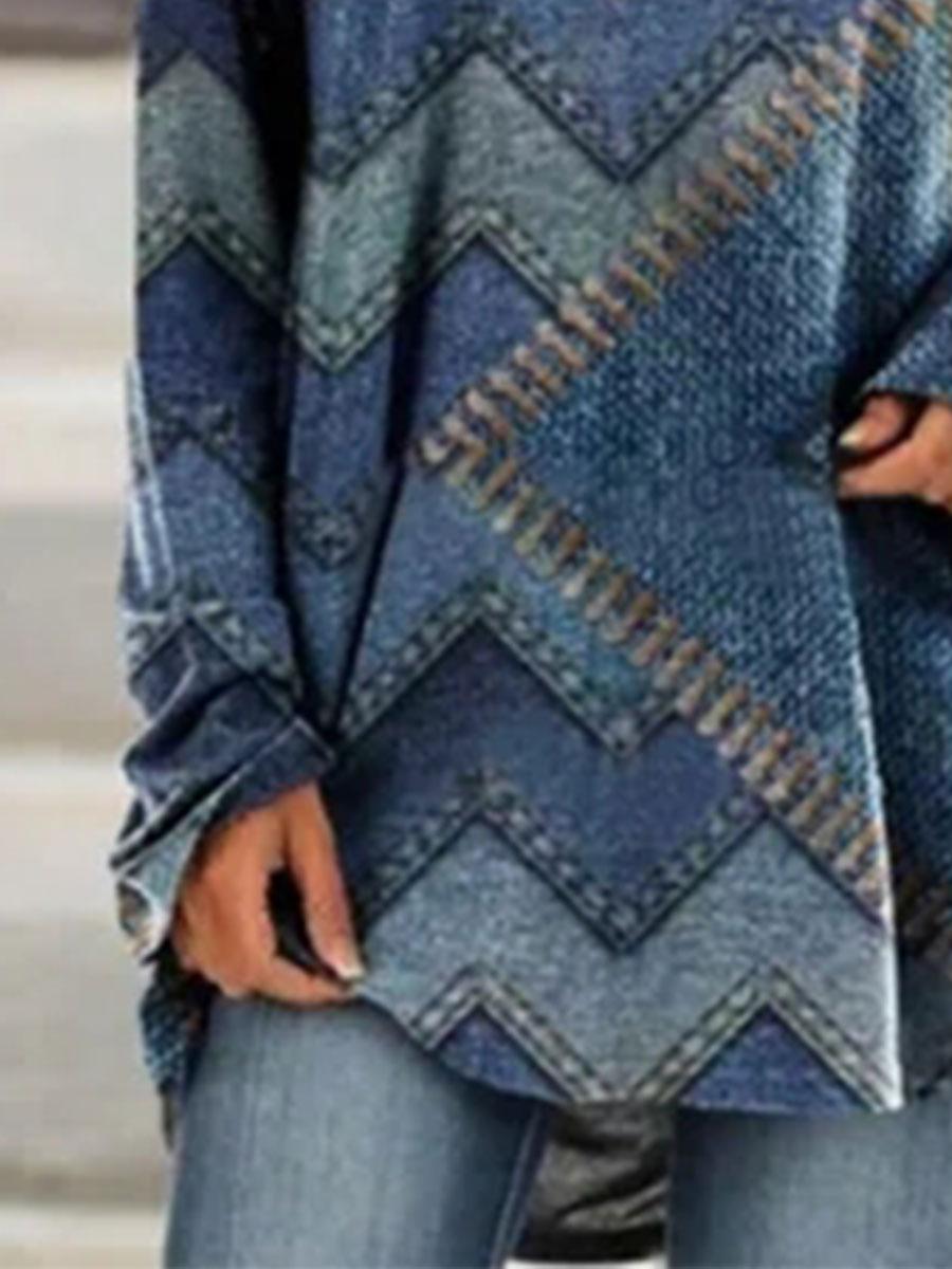 Fashion Striped Printed Round Neck Long Sleeve Casual T-Shirt