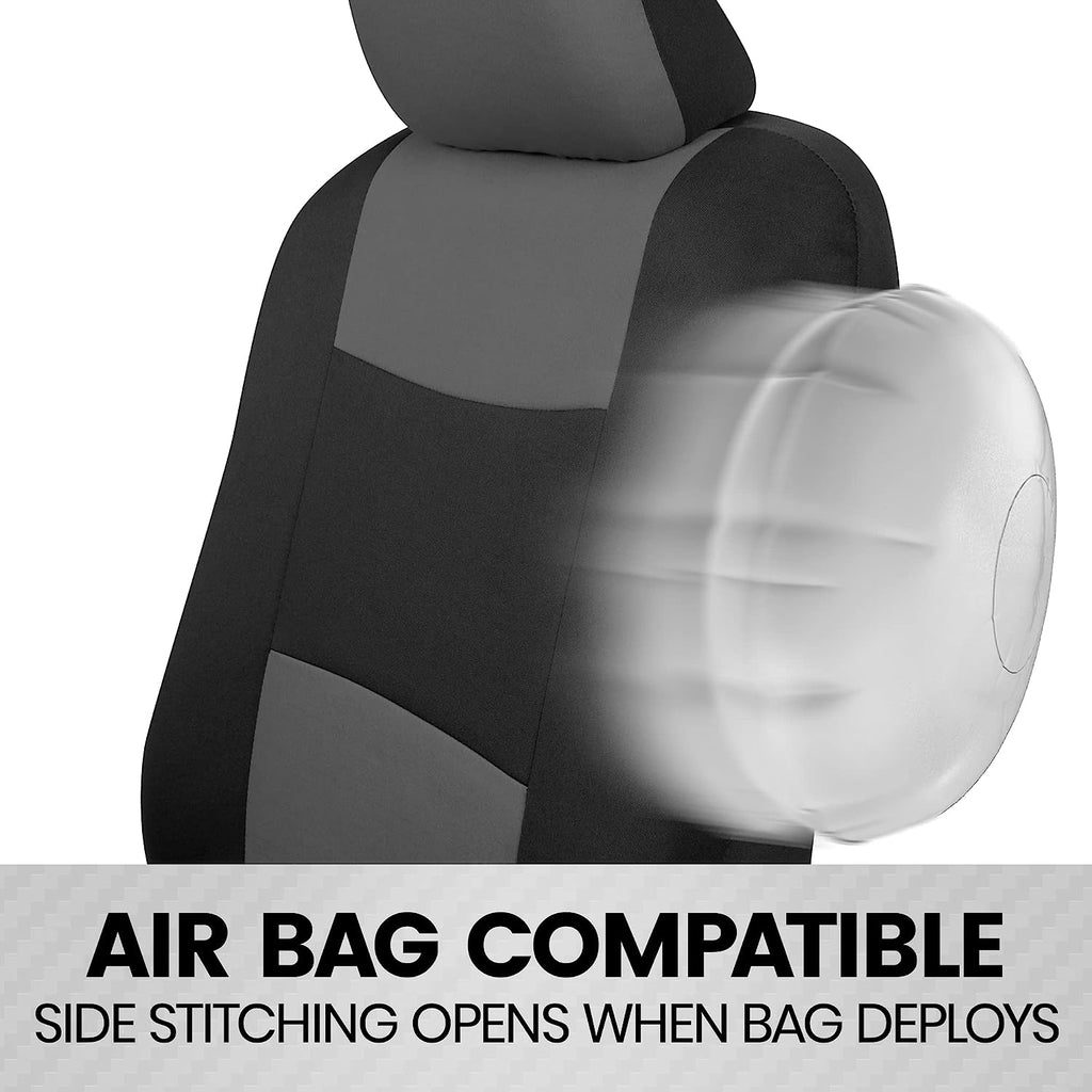 BDK PolyPro Seat Covers Full Set in Gray on Black – Front and Rear Split Bench, Easy to Install for Auto Trucks Van SUV Car