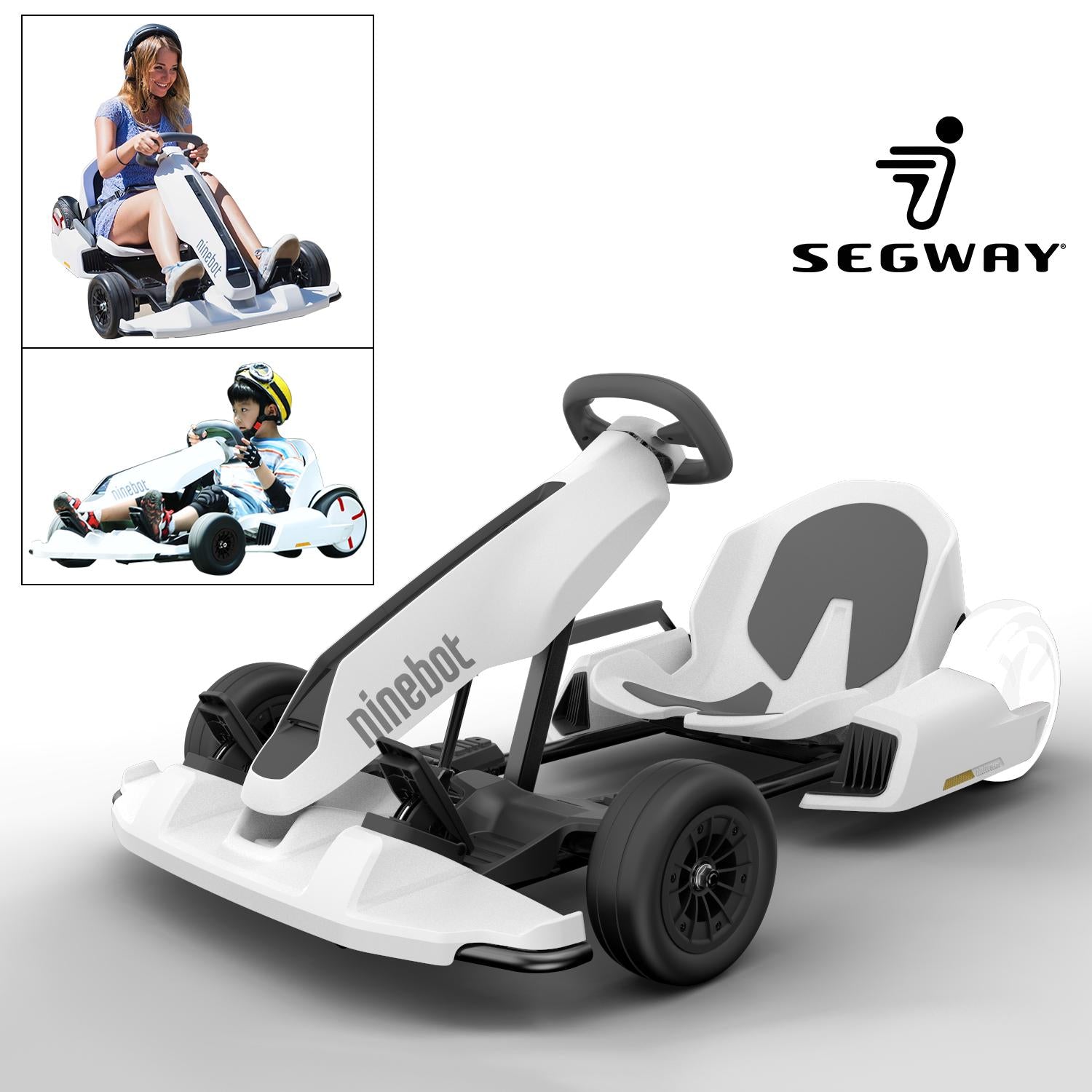Ninebot GoKart Kit Fitting for Segway miniPRO Transporter (  Self Balancing Scooter Excluded ), Big Racing Ride on Car Toy  for Kids and s White