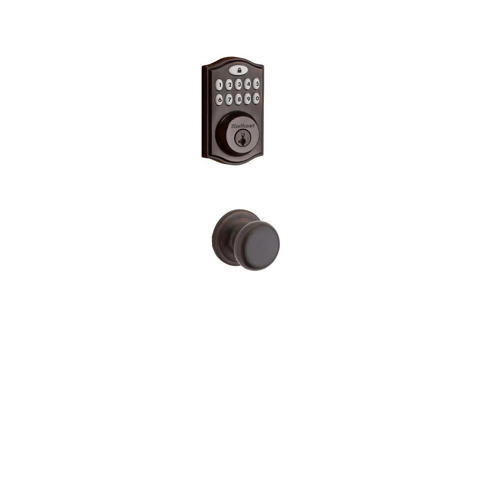 SmartCode Venetian Bronze Single Cylinder Electronic Deadbolt featuring SmartKey Security and Juno PassaKnob