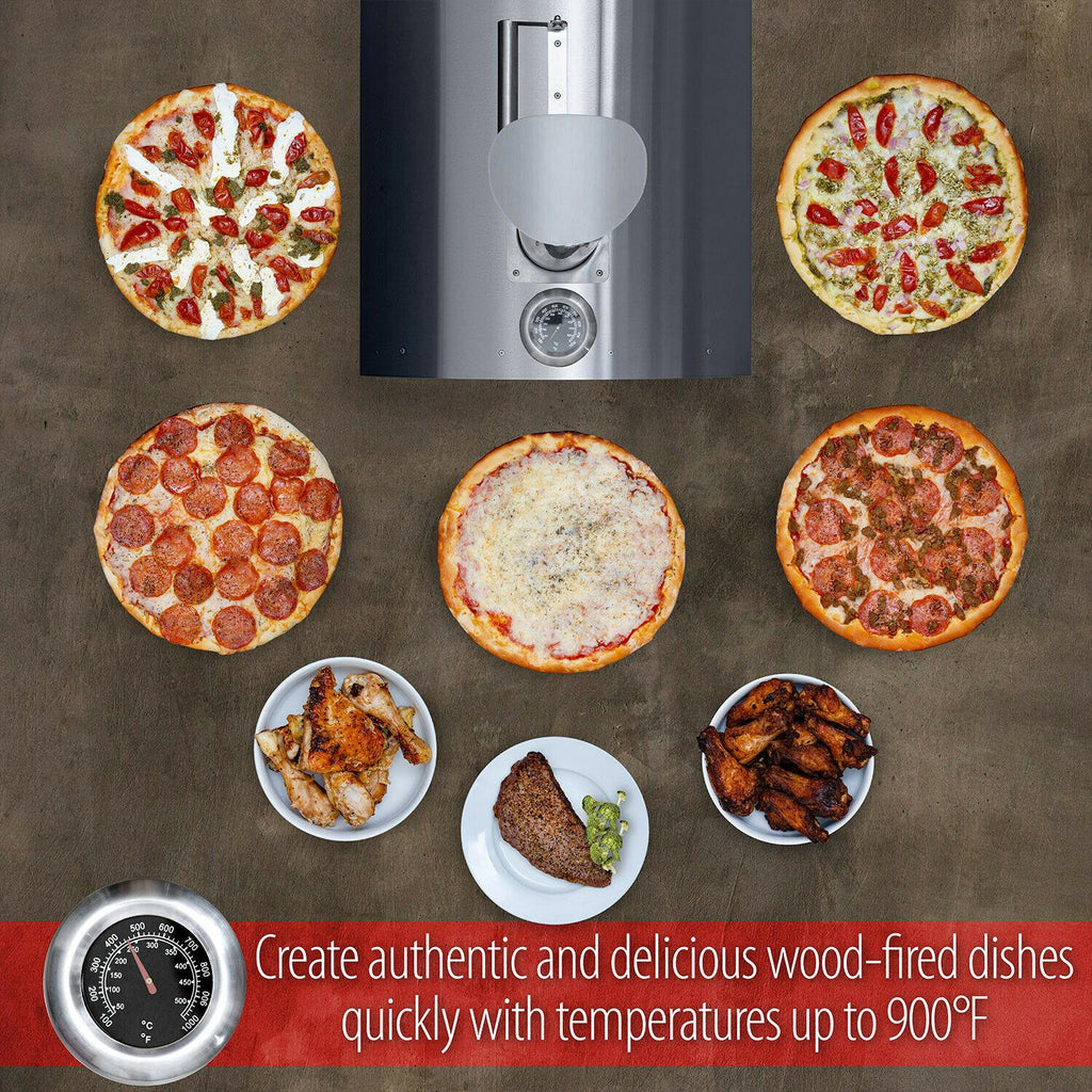 Portable Outdoor Pizza Oven w/ 2-in-1 Pizza & Grill Oven Functionality