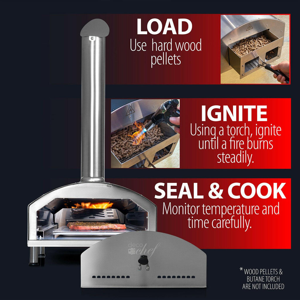 Portable Outdoor Pizza Oven w/ 2-in-1 Pizza & Grill Oven Functionality