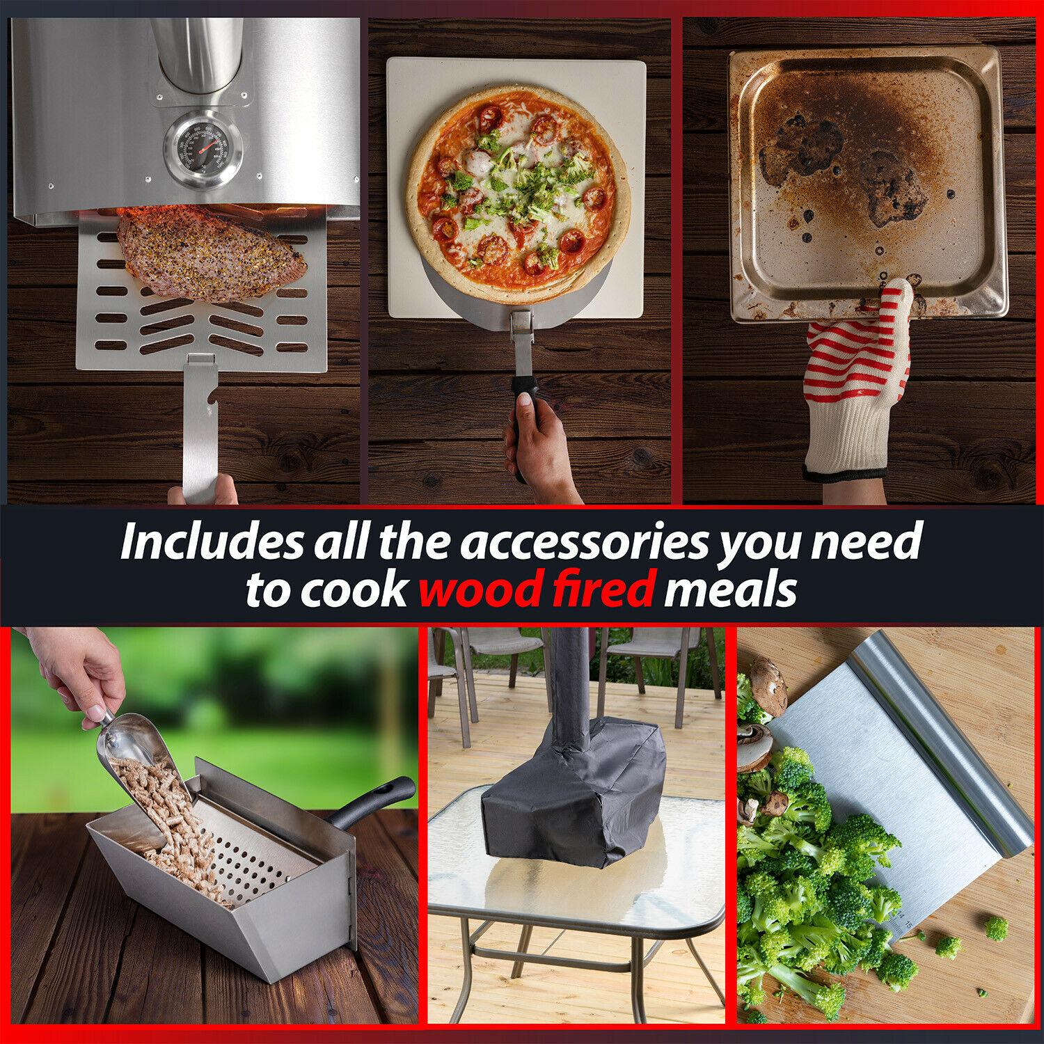 Portable Outdoor Pizza Oven w/ 2-in-1 Pizza & Grill Oven Functionality