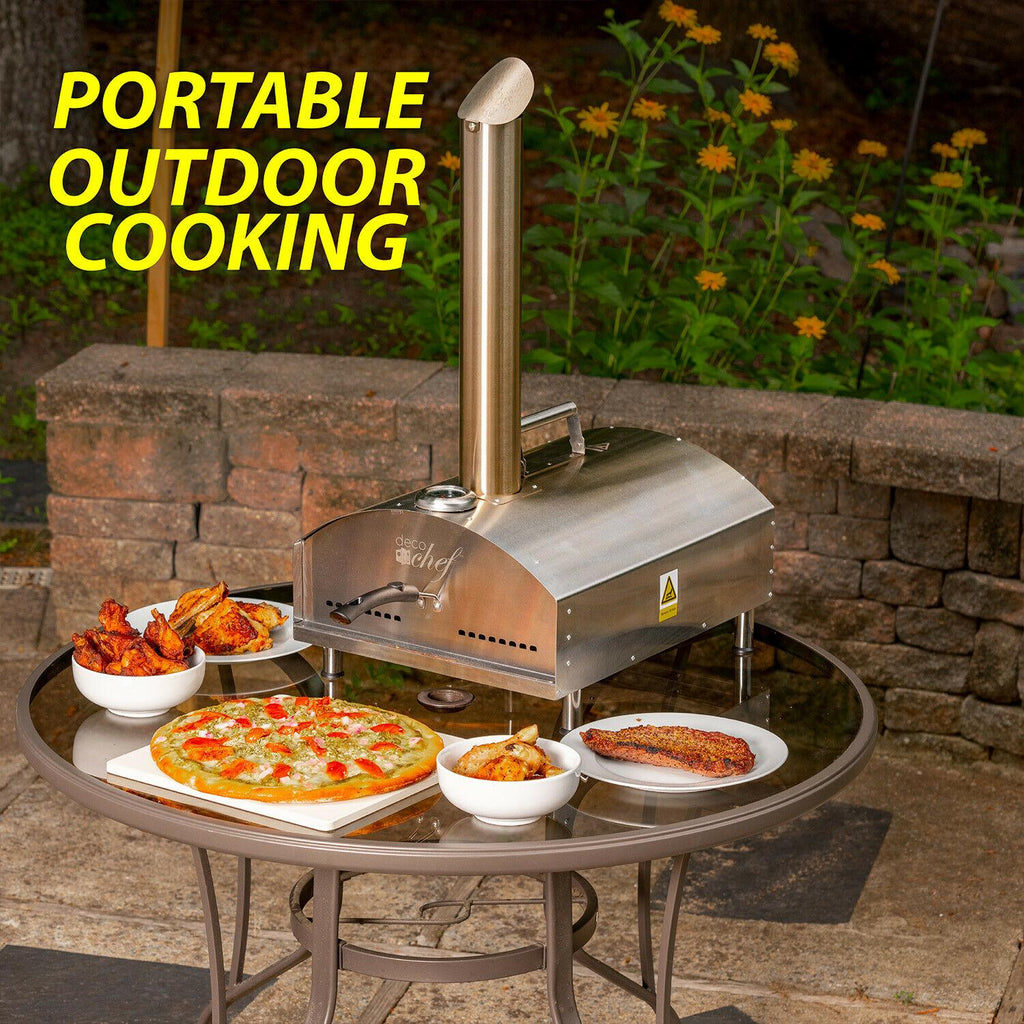 Portable Outdoor Pizza Oven w/ 2-in-1 Pizza & Grill Oven Functionality