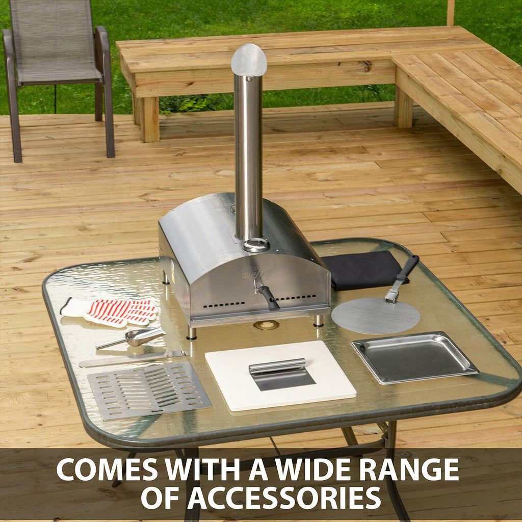 Portable Outdoor Pizza Oven w/ 2-in-1 Pizza & Grill Oven Functionality