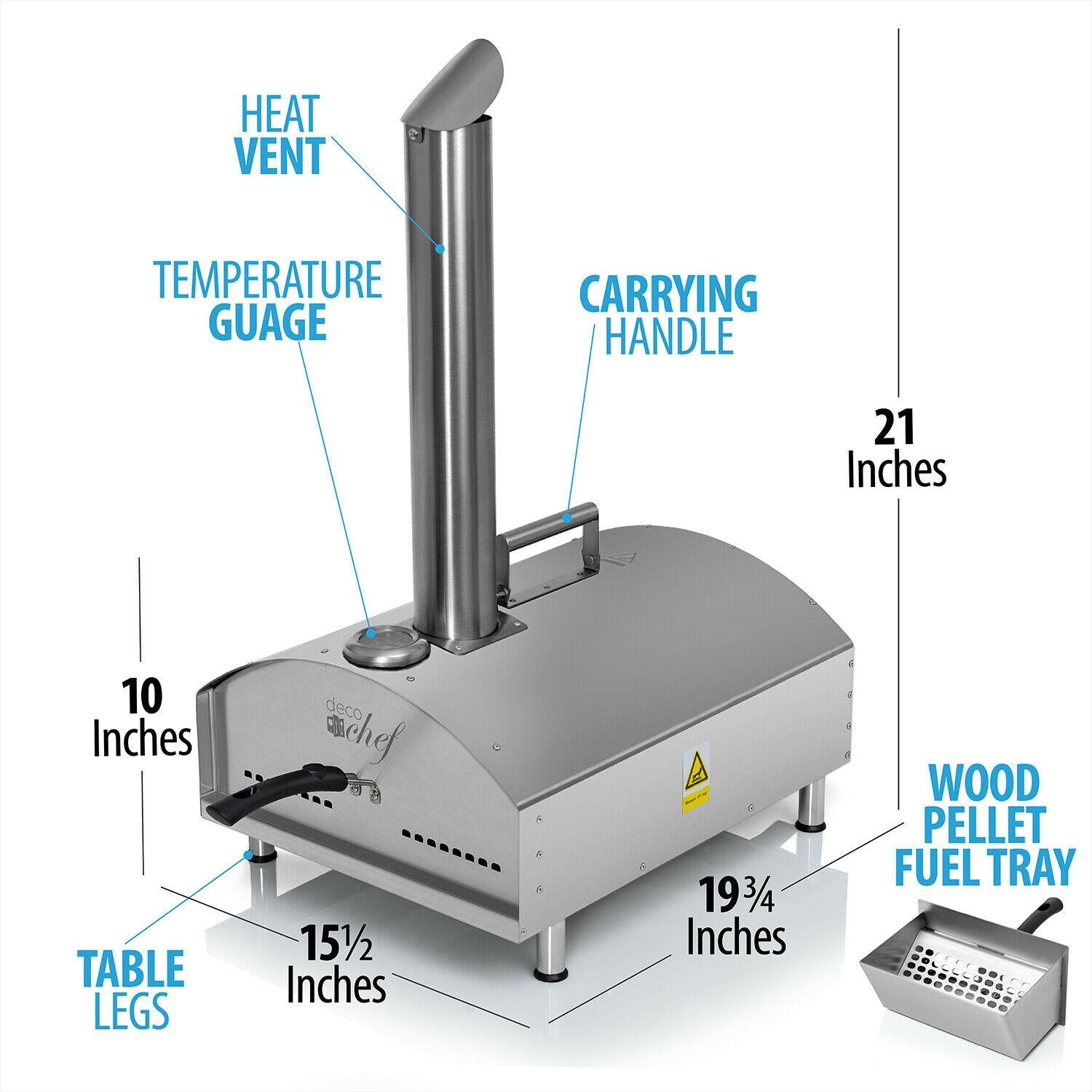 Portable Outdoor Pizza Oven w/ 2-in-1 Pizza & Grill Oven Functionality