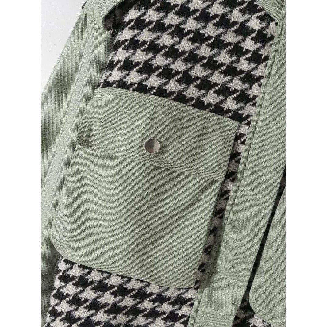 pockets hounds tooth loose female coat