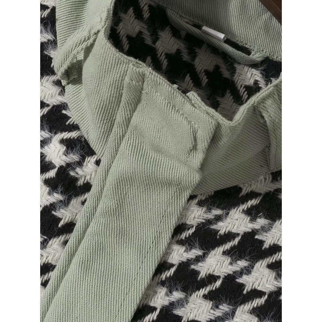 pockets hounds tooth loose female coat