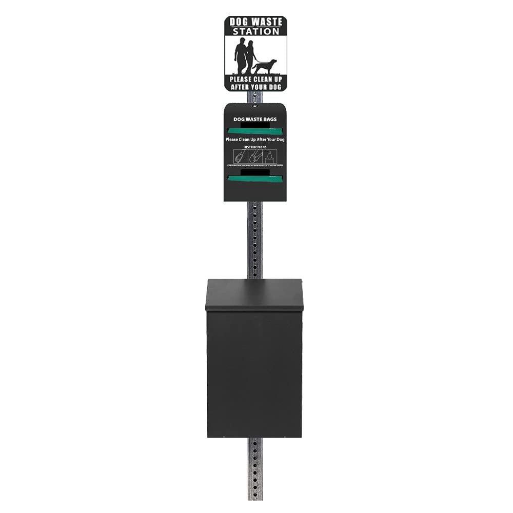 Standard Dog Waste Station / Tie_Handle Roll_Square Can(Matte Black)