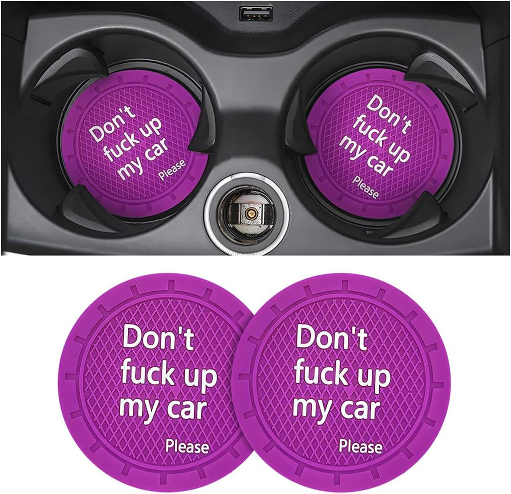 8sanlione 2 Pack Car Cup Holder Coasters, 2.75 Inch Non-Slip PVC Insert Cup Coaster, Anti-Scratch Auto Cup Mats for Women Men, Vehicle Interior Accessories for Car, SUV, Truck (D Purple/2PCS)