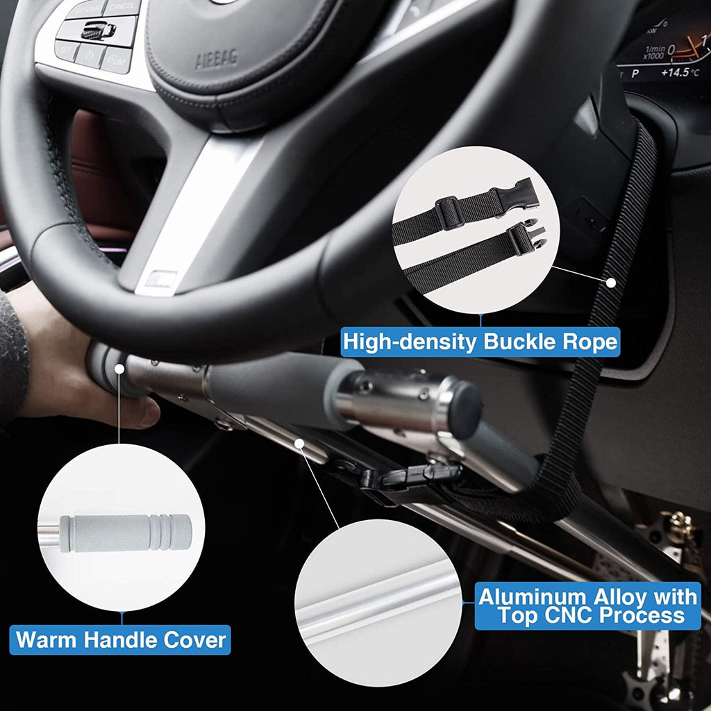 Durable Handicap Driving Hand Control, Adjustable Disabled Driving Handicap Aid Equipment, Convenient Driving Device, Custom Bag (Gray)
