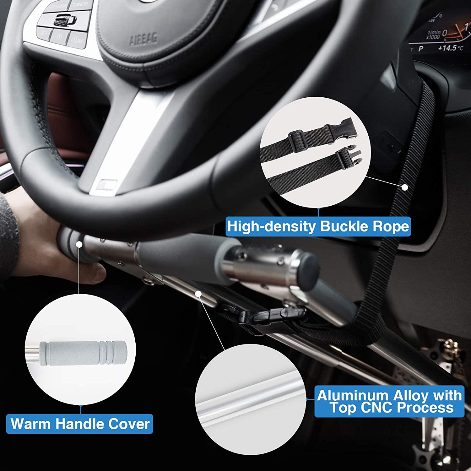 Durable Handicap Driving Hand Control, Adjustable Disabled Driving Handicap Aid Equipment, Convenient Driving Device, Custom Bag (Gray)