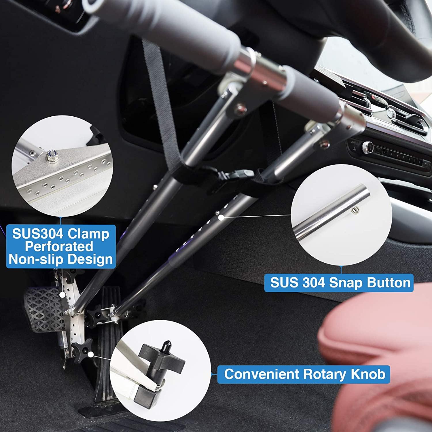 Durable Handicap Driving Hand Control, Adjustable Disabled Driving Handicap Aid Equipment, Convenient Driving Device, Custom Bag (Gray)
