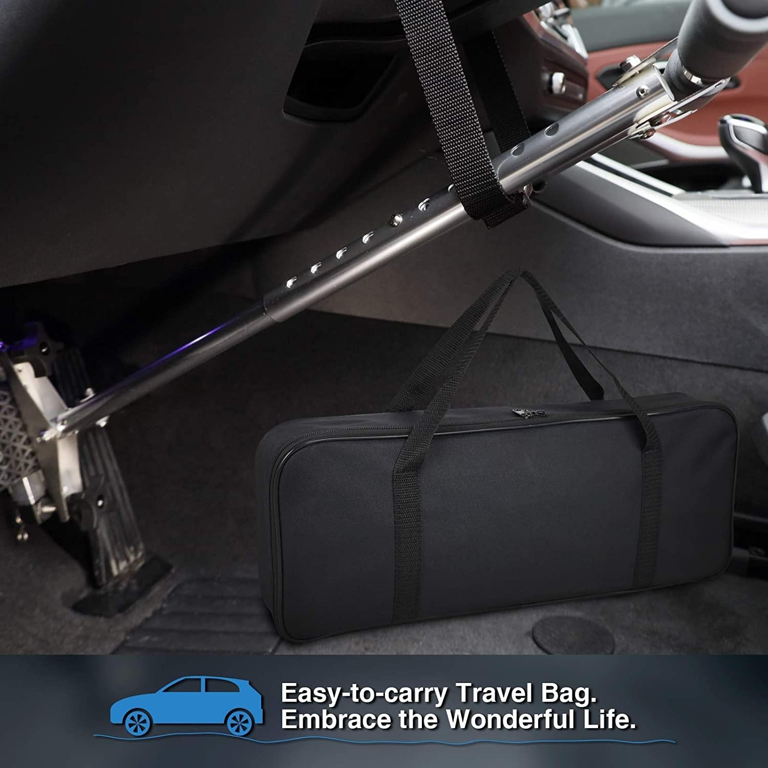 Durable Handicap Driving Hand Control, Adjustable Disabled Driving Handicap Aid Equipment, Convenient Driving Device, Custom Bag (Gray)