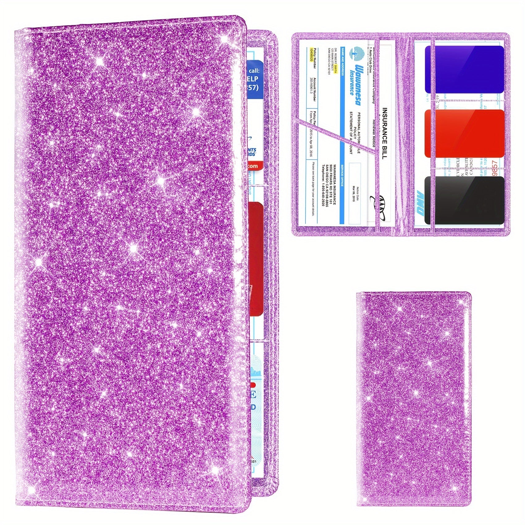 Car Registration And Insurance Card Holder, Vehicle License Document Glove Box Compartment Organizer