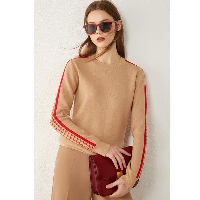 houndstooth o-neck full sleeve sweater