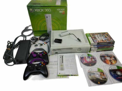 XBOX 360 60 GB HDD CONSOLE BUNDLE with Games and 3Controllers Wifi adaptor box