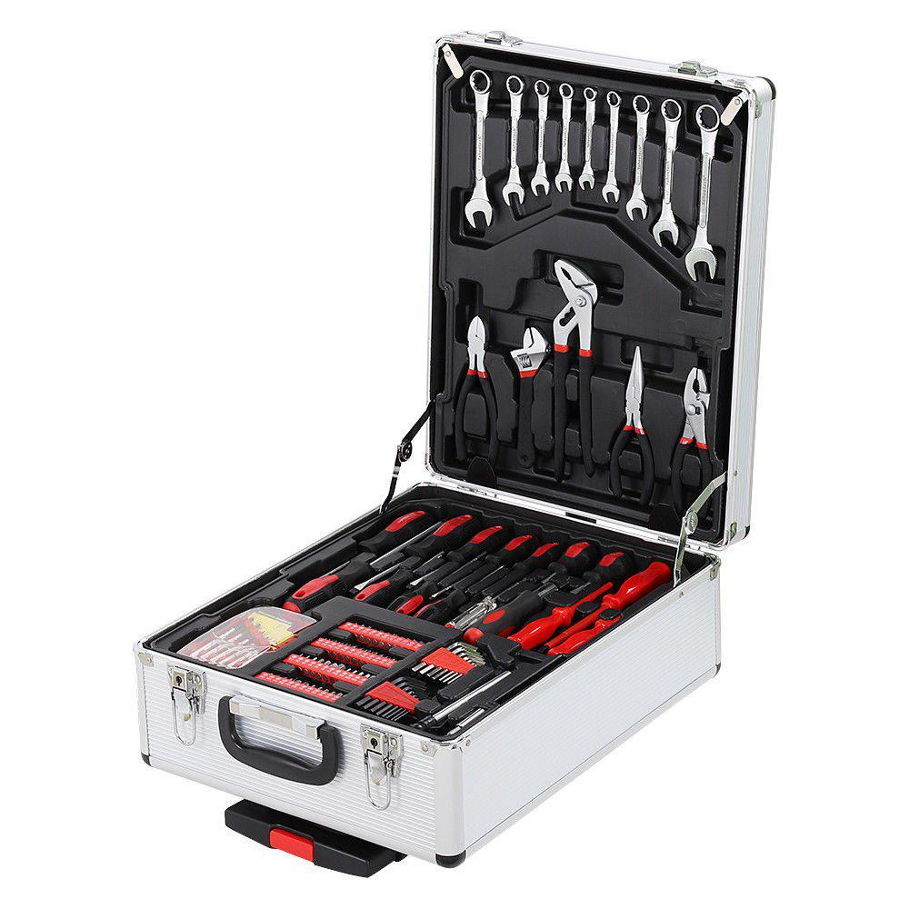 799pcs Sturdy Aluminum Trolley Case Tool Set Auto Mechanics Wrench Ratchet Socket Kit Organizer Chest Wheeled Carry Box