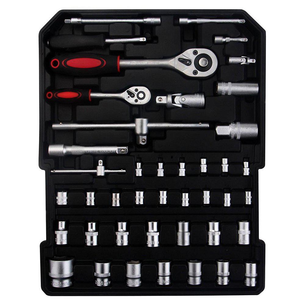 799pcs Sturdy Aluminum Trolley Case Tool Set Auto Mechanics Wrench Ratchet Socket Kit Organizer Chest Wheeled Carry Box
