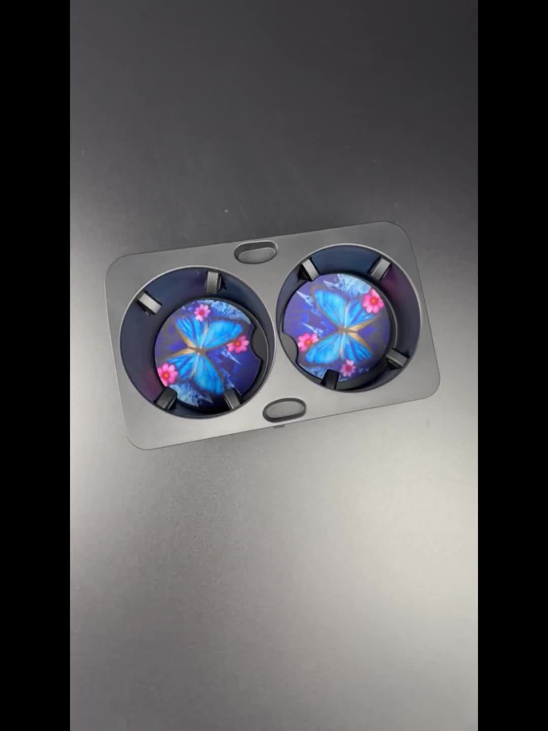 2pc-4pcs Blue Butterfly Cup Coaster For Car SUVs Trucks, 2 Pack Cup Holder Coasters, 3pcs/set, 6pcs/set Car Interior Accessories