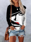 Women's Long-sleeved Portrait Printed T-shirt