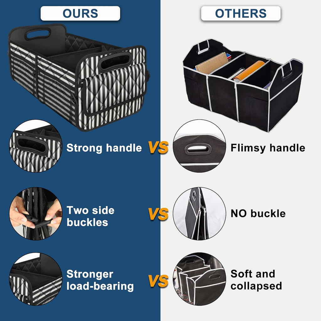 Deosk Car Trunk Organzier for suv,Car Organziers and Storage with 6 Big Pocket,Car Accessories for Women/Men 50L Waterproof Polyester Trunk Organzier for Car/SUV/Minivan/Truck（Medium, Stripe）
