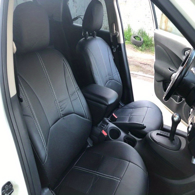 5 Seats PVC Quilted Leather Car Seat Covers, Breathable Faux Leather Auto Front Rear Seat Cushion Covers, Vehicle Seat Protectors Universal For Cars