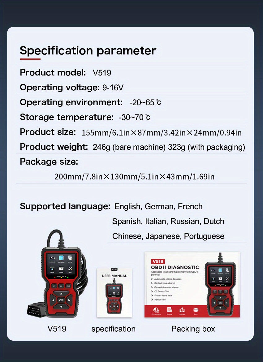 2023 Car Scanner: Obd2 Diagnostic Tool for Engine Fault Detection &amp; Removal, Battery VoltaReading &amp; Data Stream