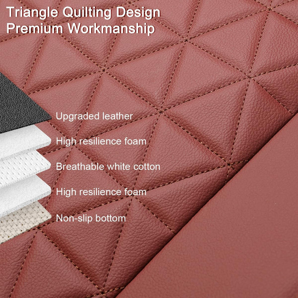 Black Panther Luxury Faux Leather Car Seat Cover Front Bottom Seat Cushion Cover, Anti-Slip and Wrap Around The Bottom, Fits 95% of Vehicles - 1 Piece,Burgundy