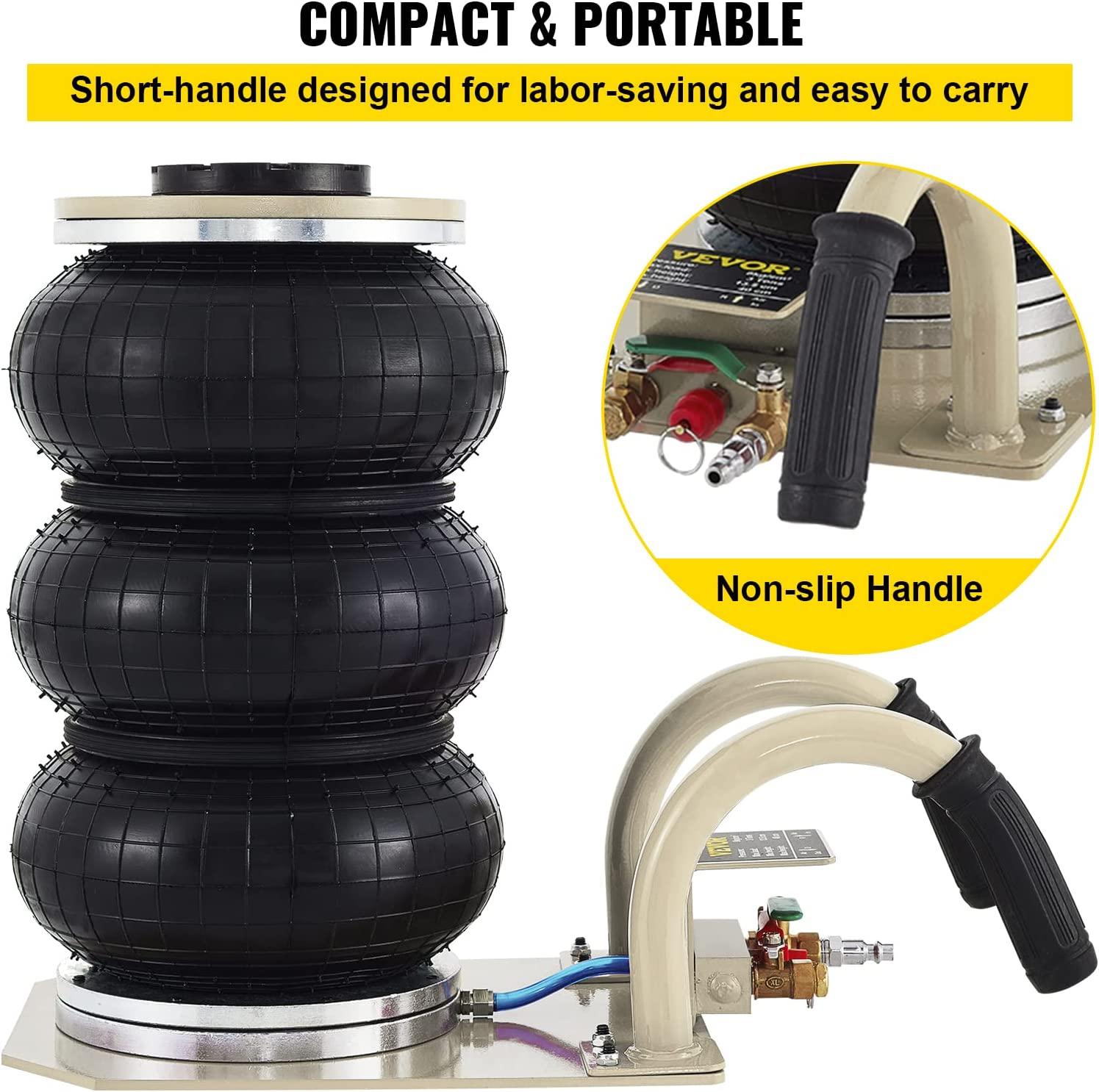Mophorn Pneumatic Jack 3 Ton Triple Bag Air Jack Lifting Height Pneumatic Air Jack 6600LBS Capacity Extremely Fast Lifting Action (3 Tons Triple Bag)