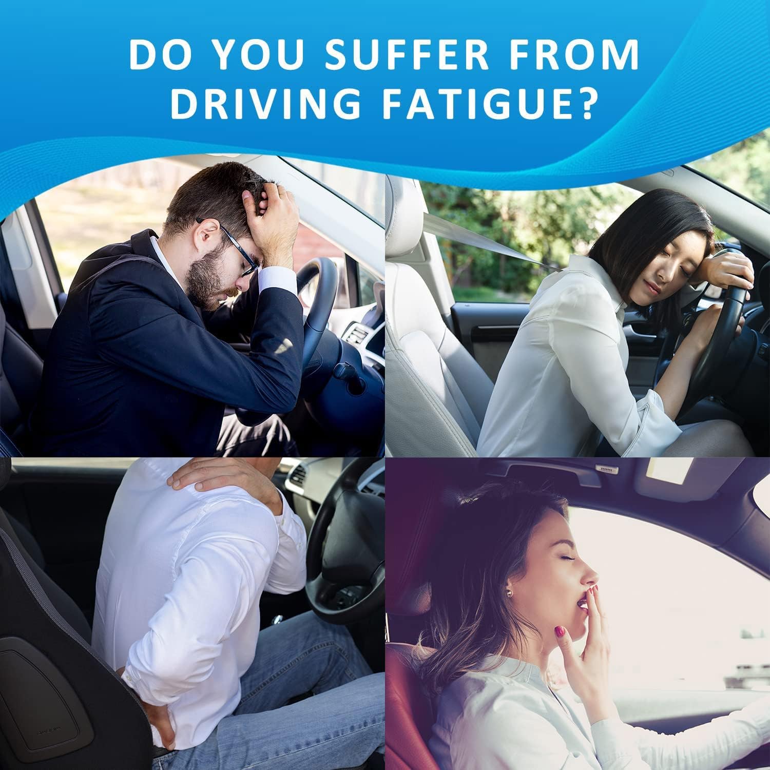 Lumbar Support Pillow for Car-Memory Foam Car Back Support for Driving Fatigue/Back Pain Relief - Dual Straps Better Fix The Back Support for Car - Black
