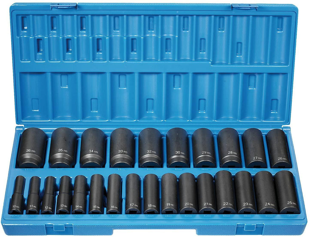 Grey Pneumatic (1726MD) 1/2" Drive 26-Piece 12-Point Deep Length Metric Socket Set