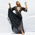 kimono ethnic flare sleeve dress